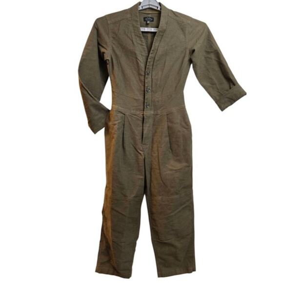 Lucky Brand Olive Utility Jumpsuit XS Cropped Workwear Style - Picture 2 of 8